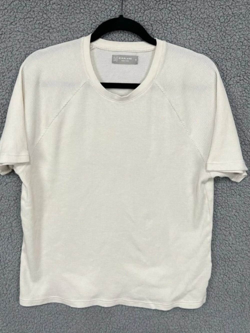 Cream Waffle Knit Short-Sleeve Top Women's M